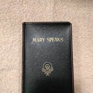 Black Leather Book with Gold Lettering Mary Speaks Catholic